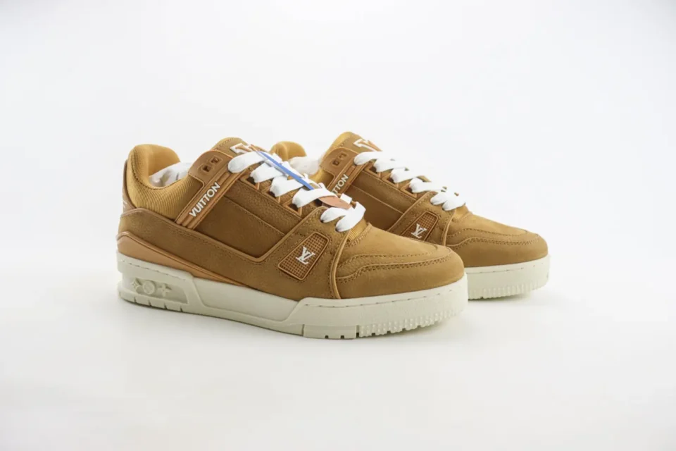 Louis Vuitton LV Trainer sneakers brown suede leather low-top sneakers with white sole and laces