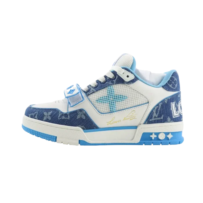 Louis Vuitton LV Trainer 1.0 white blue monogram canvas leather sneakers