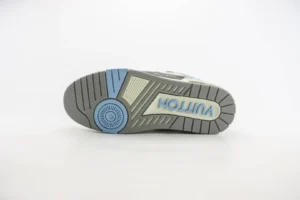 Bottom view of Louis Vuitton Trainer Limited Edition sneaker, showcasing multi-color outsole design with branding.