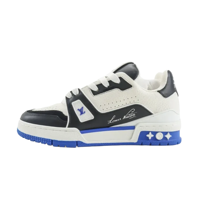 Louis Vuitton Trainer Sneaker white black blue leather mesh sneakers