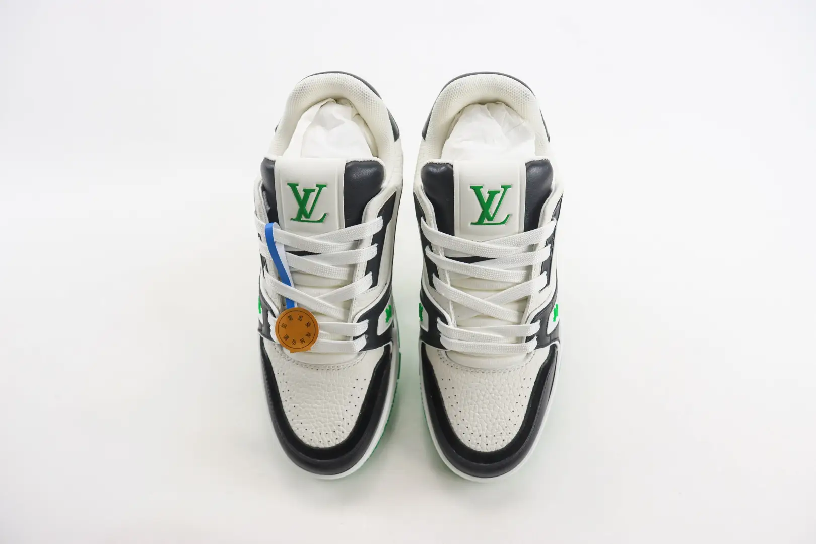 Louis Vuitton LV Trainer sneakers white black green leather athletic shoes