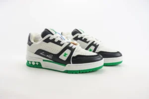 Louis Vuitton LV Trainer Sneaker green white black leather sneakers with signature logo detailing