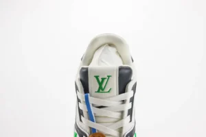 Louis Vuitton LV Trainer Sneaker white black green leather lace-up design