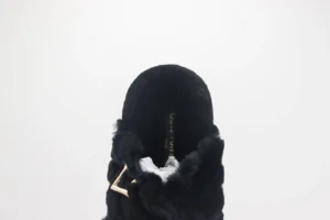 Gucci Princetown slipper black shearling leather gold buckle detail luxury footwear