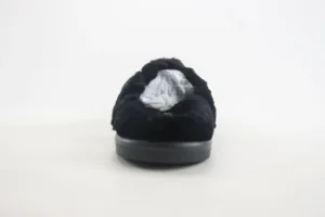 UGG slippers black plush fabric slip-on with rubber sole