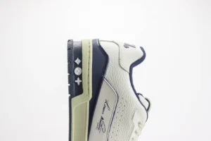 Louis Vuitton Trainer white navy blue signature print leather sneakers