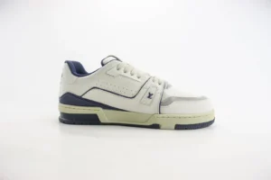 Louis Vuitton Trainer Sneaker white navy leather suede low-top athletic shoe