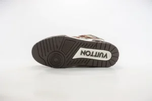 Louis Vuitton LV Trainer Sneaker brown beige monogram leather and suede sneakers outsole view