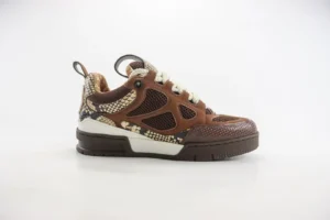 Dior SB01 sneaker brown cream black mixed leather and mesh with snakeskin pattern detailing