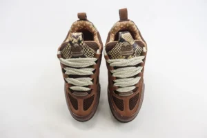 Louis Vuitton LV Trainer brown beige snake print leather mesh sneakers with white laces