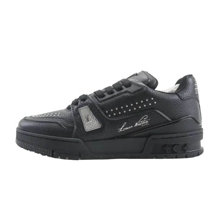 Louis Vuitton LV Trainer sneaker black leather with signature logo and studded detailing