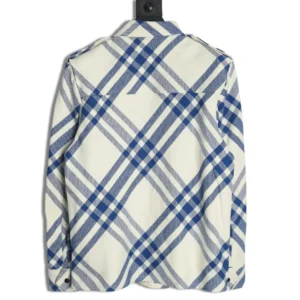 Repsgoat plaid shirt blue white cotton long sleeve casual design