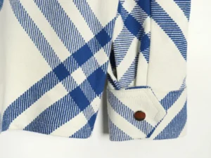 Repsgoat plaid shirt blue white cotton fabric with button cuff detail