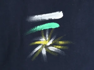 Repsgoat abstract paint strokes design black cotton t-shirt with white green yellow brush patterns