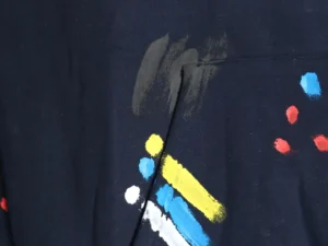 Repsgoat paint splatter hoodie navy cotton fabric multicolor brushstroke design front pocket