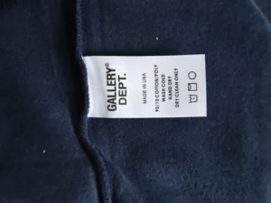 Gallery Dept. fleece fabric garment navy blue 90/10 cotton polyester blend tag label