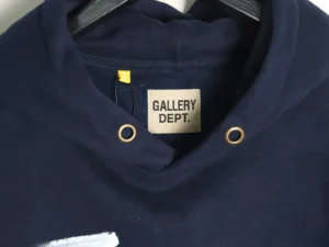 Gallery Dept. hoodie navy blue cotton drawstring eyelets