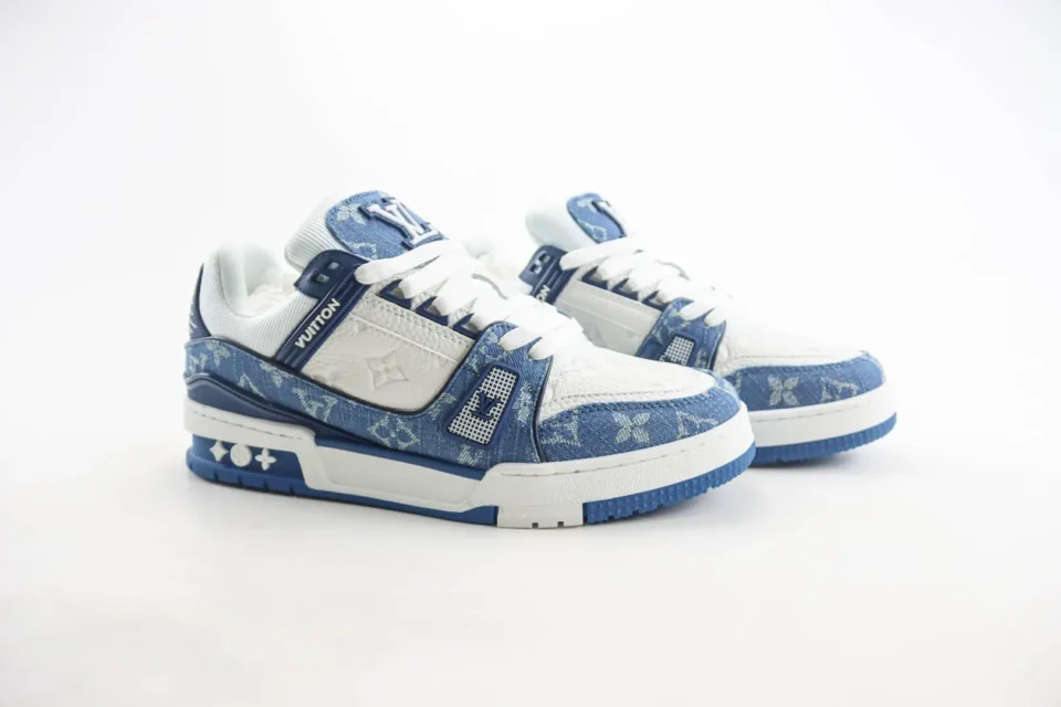 Louis Vuitton LV Trainer sneakers blue white monogram canvas leather detailed shoes