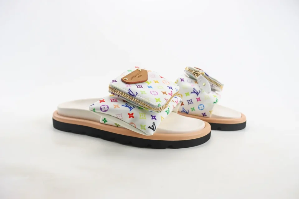 Louis Vuitton LV Archlight sandals multicolor monogram canvas leather slide sandals with pouch pockets