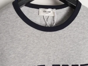 Celine t-shirt grey black cotton crew neck casual wear