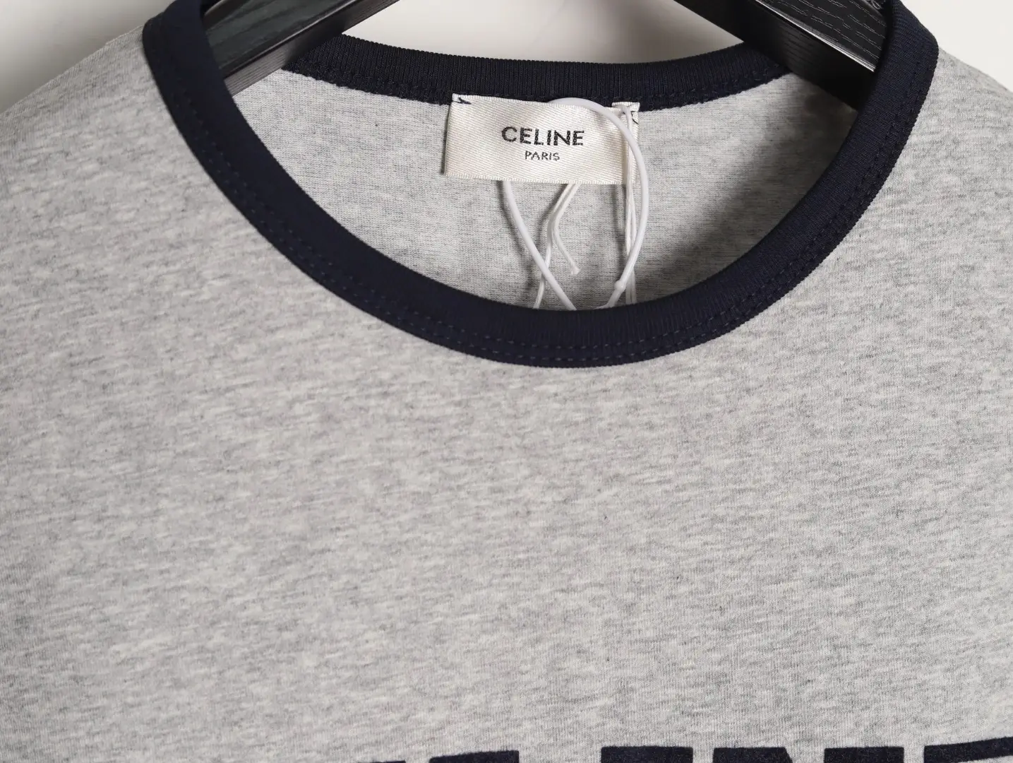 Celine t-shirt grey black cotton crew neck casual wear