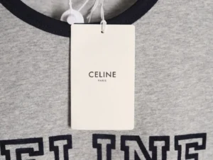 Celine sweatshirt gray cotton with black collar and black printed logo details