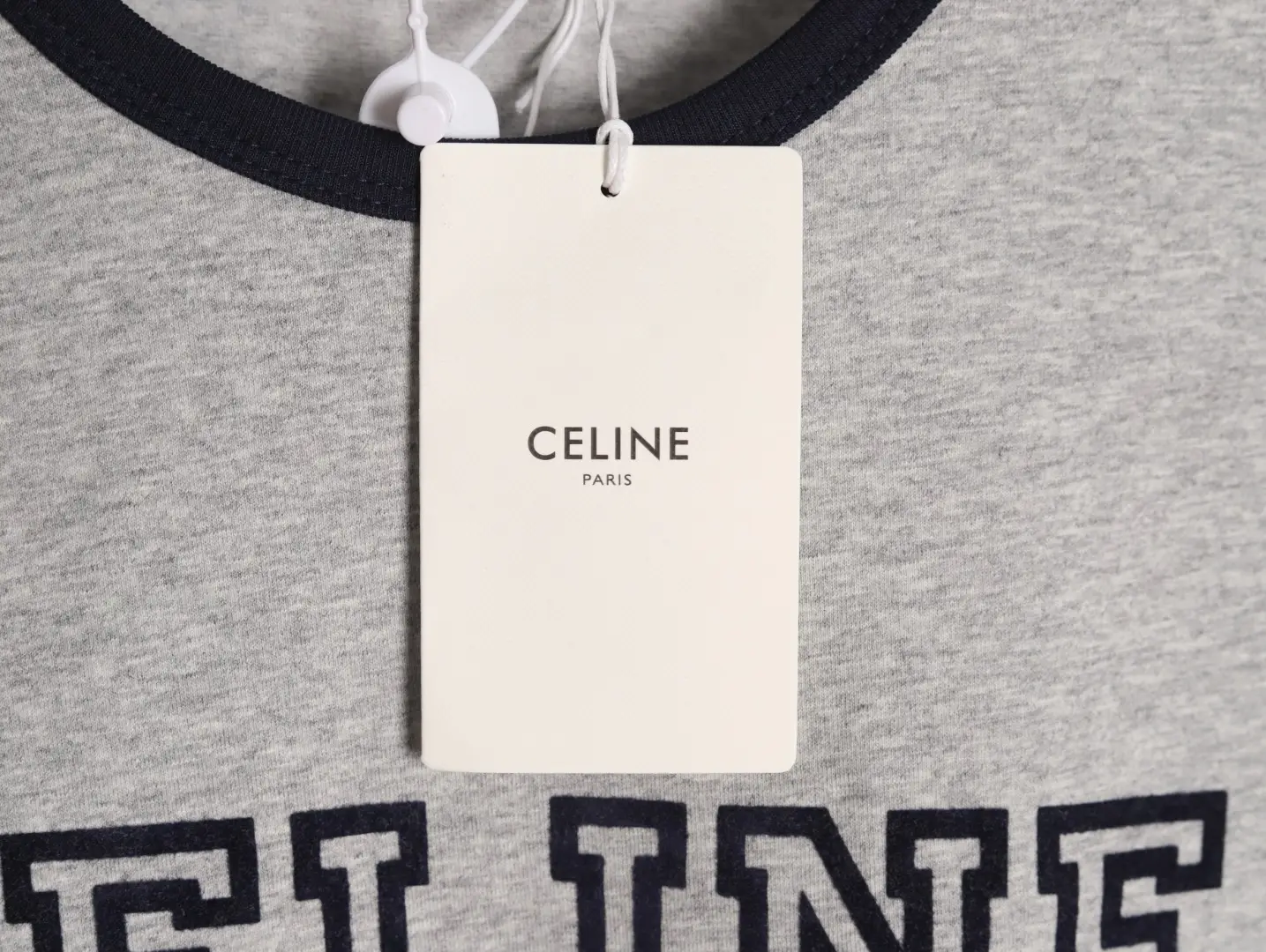 Celine sweatshirt gray cotton with black collar and black printed logo details