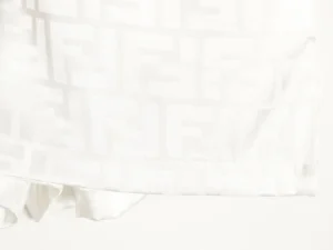 Fendi FF Dark Pattern Jacquard Beach Shorts featuring a subtle white jacquard design with the iconic Fendi logo.