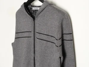 Christian Dior zip-up hoodie grey knit fabric black stripe detailing wool blend material