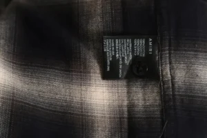 Amiri flannel shirt black white plaid 100% cotton fabric with button closure