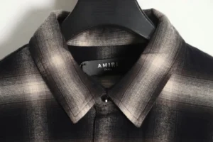 Amiri plaid shirt black gray cotton blend fabric small size collar detail