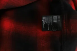 Amiri flannel shirt red black cotton fabric with brand label and button detail