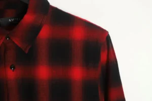Amiri plaid flannel shirt red black cotton fabric casual wear