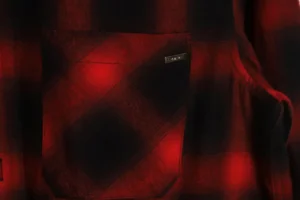 A Bathing Ape shirt red and black plaid cotton fabric with chest pocket and small metal logo tag