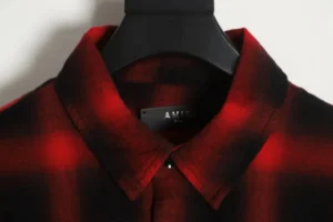Amiri flannel shirt red black cotton blend checkered pattern