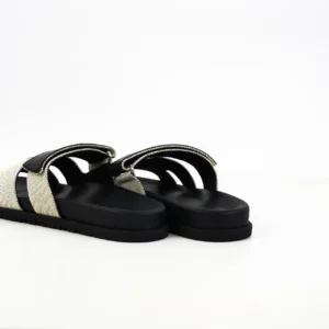 Balenciaga Beach Slide sandals black sole beige mesh fabric slip-on sandals