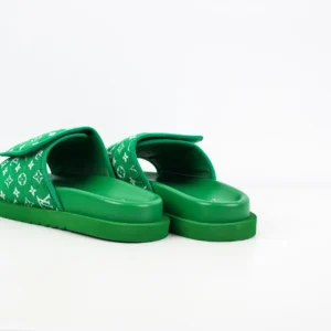 Louis Vuitton LV Slides Mules green monogram canvas and rubber casual sandals