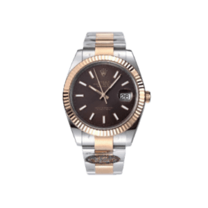 Rolex Datejust chocolate dial rose gold bezel stainless steel watch
