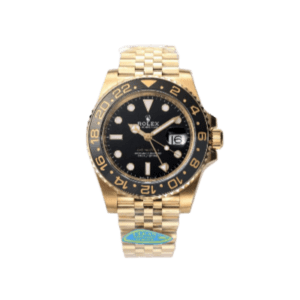 Rolex GMT-Master II black dial ceramic bezel yellow gold case watch