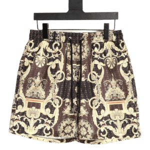 Fendi shorts brown beige patterned lightweight fabric drawstring waist designer casual wear