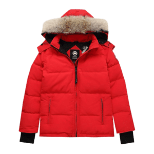 Canada Goose Expedition red parka jacket with fur-trimmed hood insulated fabric
