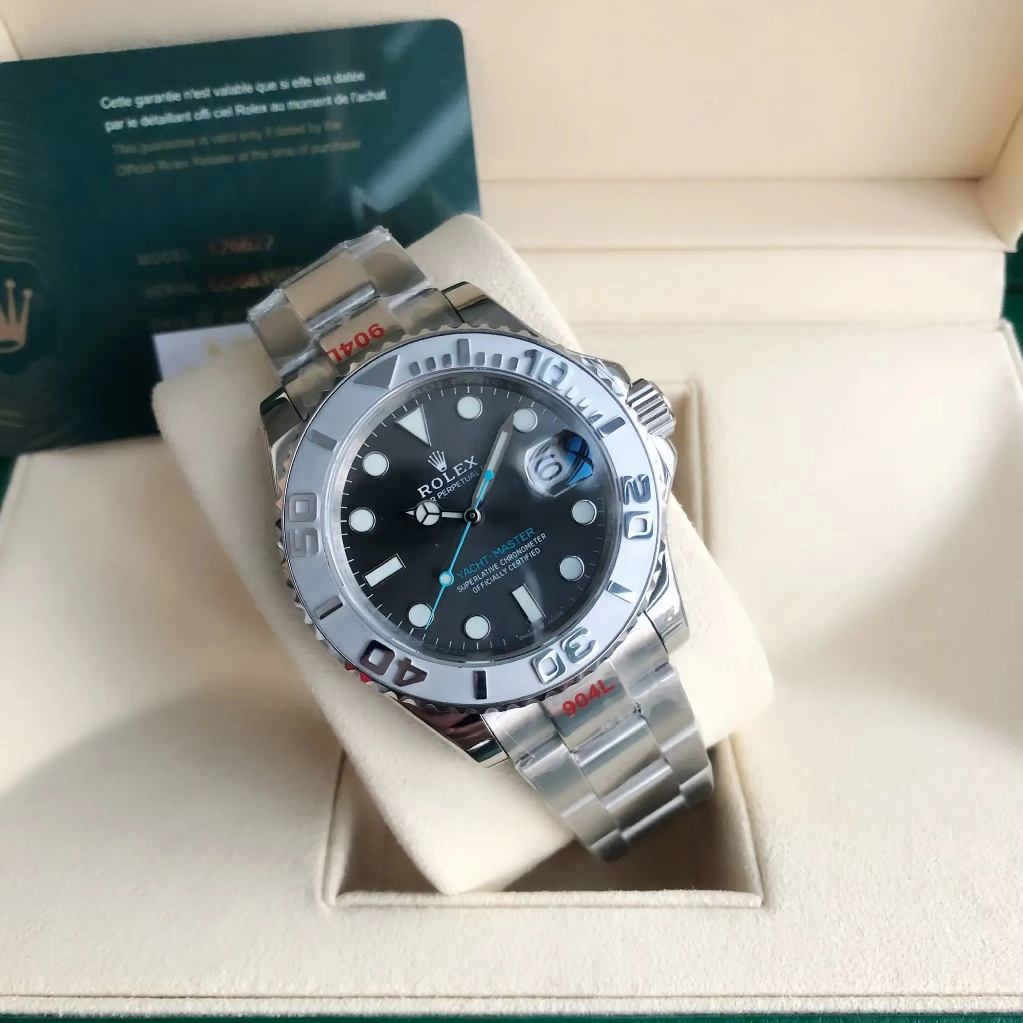 Rolex Yacht-Master 126622 black dial platinum bezel stainless steel watch with oyster bracelet