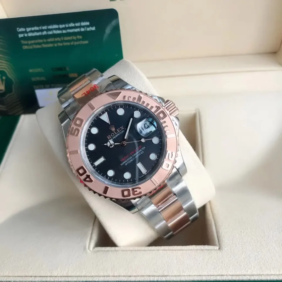 Rolex Yacht-Master 126621 black dial rose gold bezel stainless steel watch