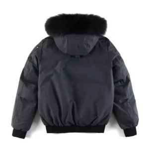 The North Face jacket black nylon with fur-trimmed hood and ribbed cuffs winter outerwear