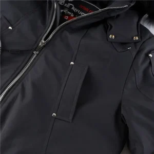 Canada Goose Expedition Parka black nylon fabric winter jacket with silver zipper and snap button details