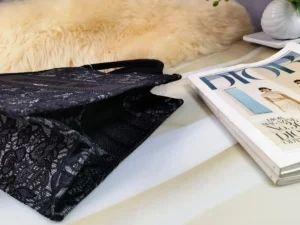 Dior Book Tote 36 black lace canvas embroidered large bag
