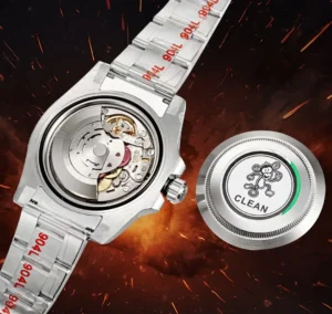 RepsGoat automatic watch silver dial stainless steel case transparent back 904L stainless steel bracelet