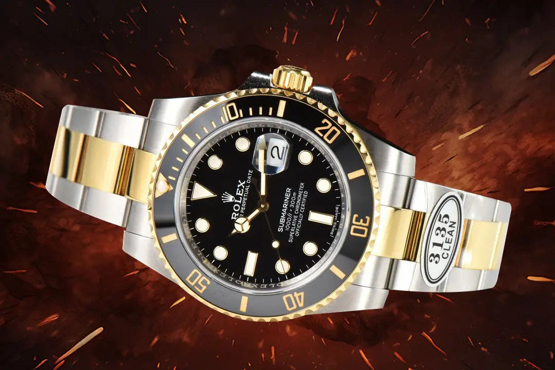 Rolex Submariner 3135 black dial ceramic bezel two-tone stainless steel and gold watch