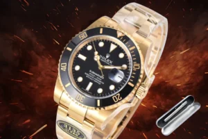 Rolex Submariner 116618LN black dial ceramic bezel yellow gold stainless steel watch