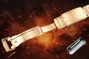 Rolex watch bracelet gold stainless steel clasp with Rolex engraved logo and certification stamps